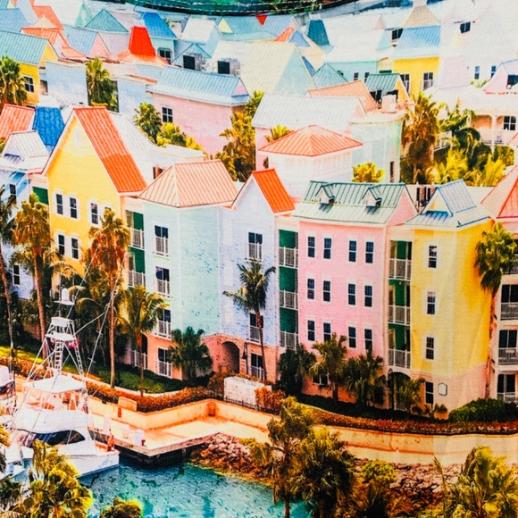 Karen Kane Print Top 2X Houses by the Sea Ocean Tropical Cruise Vacation - Picture 12 of 15